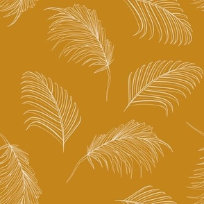 tropical palm  leaves on yellow