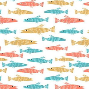 Fishes on white - small pattern version