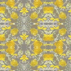 Bright boho Abstract Ikat yellow and grey jungle