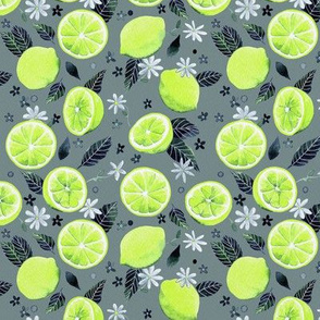 Watercolor Limes Pattern - Gray