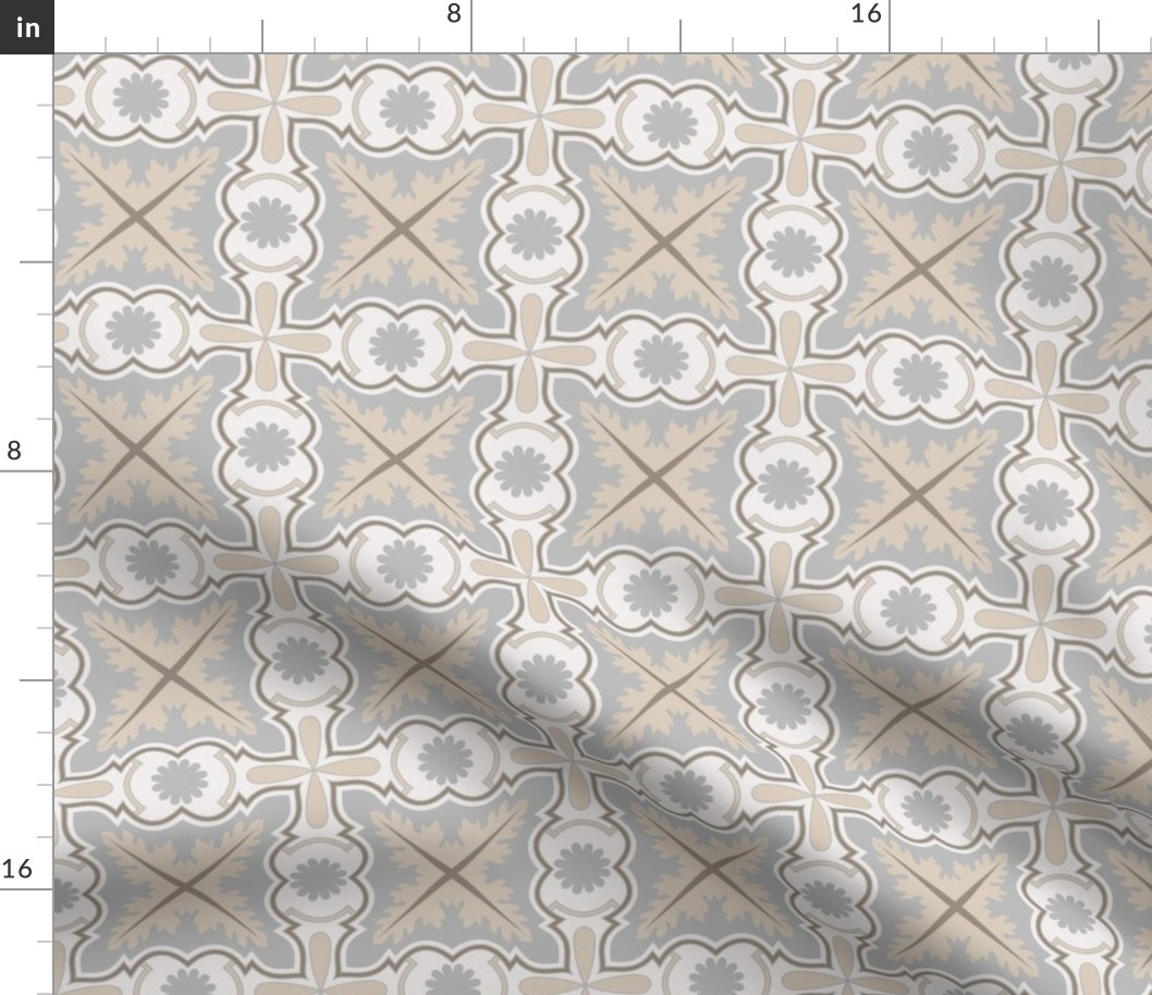Damask Reversible Azulejo Tiles. Vector seamless pattern