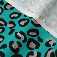  Leopard Spots in Silver and Dark Aqua 