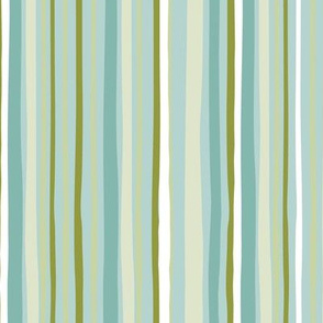 Hand drawn blue, green and white stripes