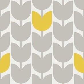 Mod Geometric Monimalist Floral Gray and Yellow