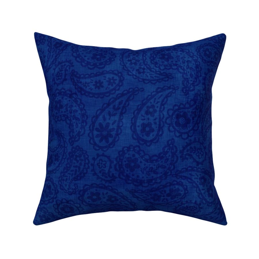 Boho Sapphire Blue Paisley Canvas 18"