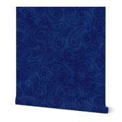 Boho Sapphire Blue Paisley Canvas 18"