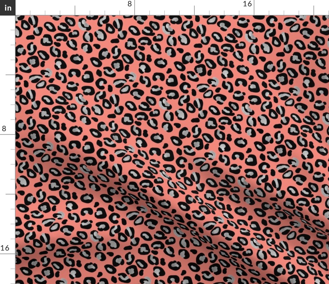 Leopard Spots in Silver and Coral 