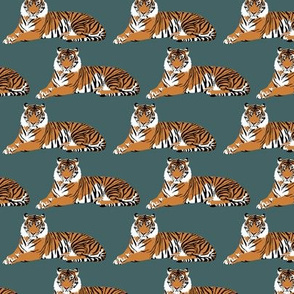 Tigers on denim blue - 3”