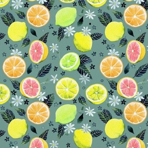 Assorted Watercolor Citrus Pattern - Green