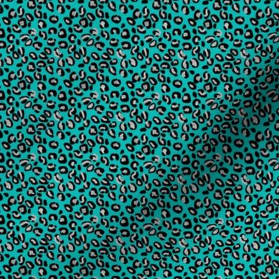 Mini Leopard Spots in Silver and Dark Aqua Blue 