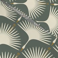 Art Deco Swans - Smoke Green  - 6" Wingspan