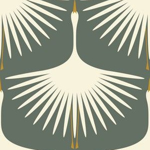 Art Deco Swans - Smoke Green  - 6" Wingspan