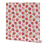 Red Strawberry ✦  Summer Fruit berries on baby pink