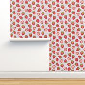 Red Strawberry ✦  Summer Fruit berries on baby pink