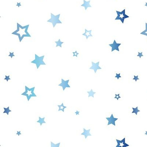 Cute Metallic Blue Stars seamless pattern background.