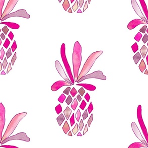 Large Big scale pink watercolor pineapple from Anines Atelier. Use the design for kitchen an pantry walls