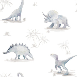 Large Minimalistic Watercolor Dinosaurs