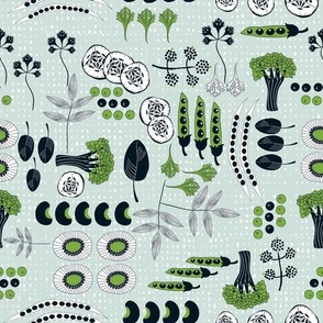 Green healthy veggies and fruit charcuttery small scale  by art for joy lesja saramakova gajdosikova design