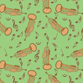 Trumpet Music Notes Green