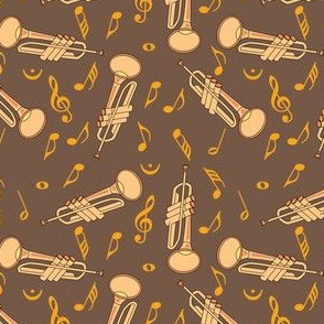 Trumpet Music Notes Brown