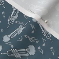 Trumpet Music Note Blue Gray