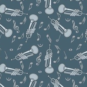 Trumpet Music Note Blue Gray