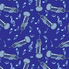 Trumpet Music Notes Blue