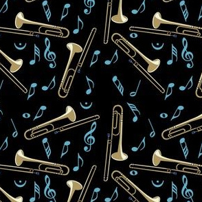 Trombone Blue Music Notes 