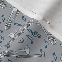 Trombone Music Notes Blue Gray