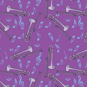 Trombone Music Notes Purple