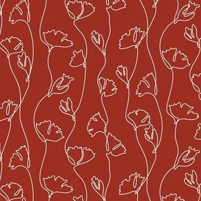 Poppies - continuous line (red)