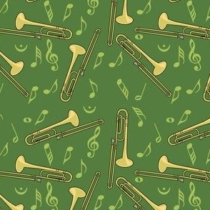 Trombone Music Notes Green