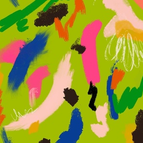 Wildlife- Lime Green Abstract Brush Strokes