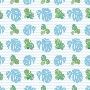 Tropical summer // Normal Scale // Tropical Moody // White Background // Green Leaves // Summer Time // Zig Zag Wave