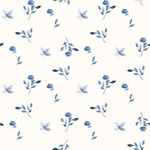 Soft delicate blue watercolor scatter blooms