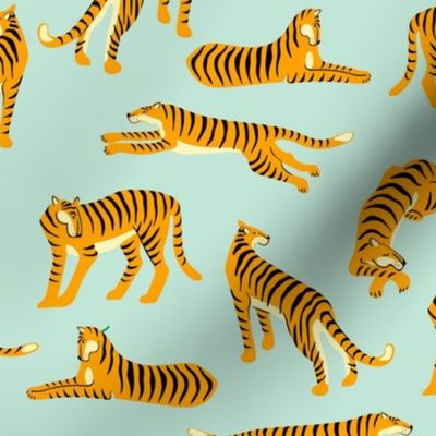Medium Scale Wild Tiger Cats Tropical Jungle Safari Orange Black Stripes