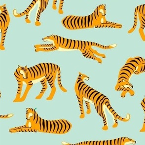 Medium Scale Wild Tiger Cats Tropical Jungle Safari Orange Black Stripes