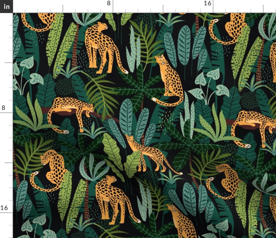 Large Scale Leopard Wild Big Cats Tropical Safari Green Rainforest Cactus Jungle
