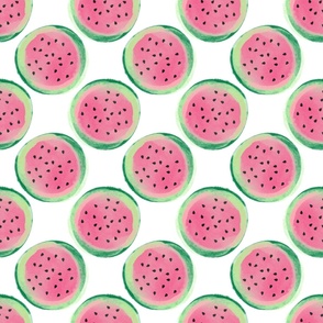 Large Scale Watercolor Watermelon Slices on White
