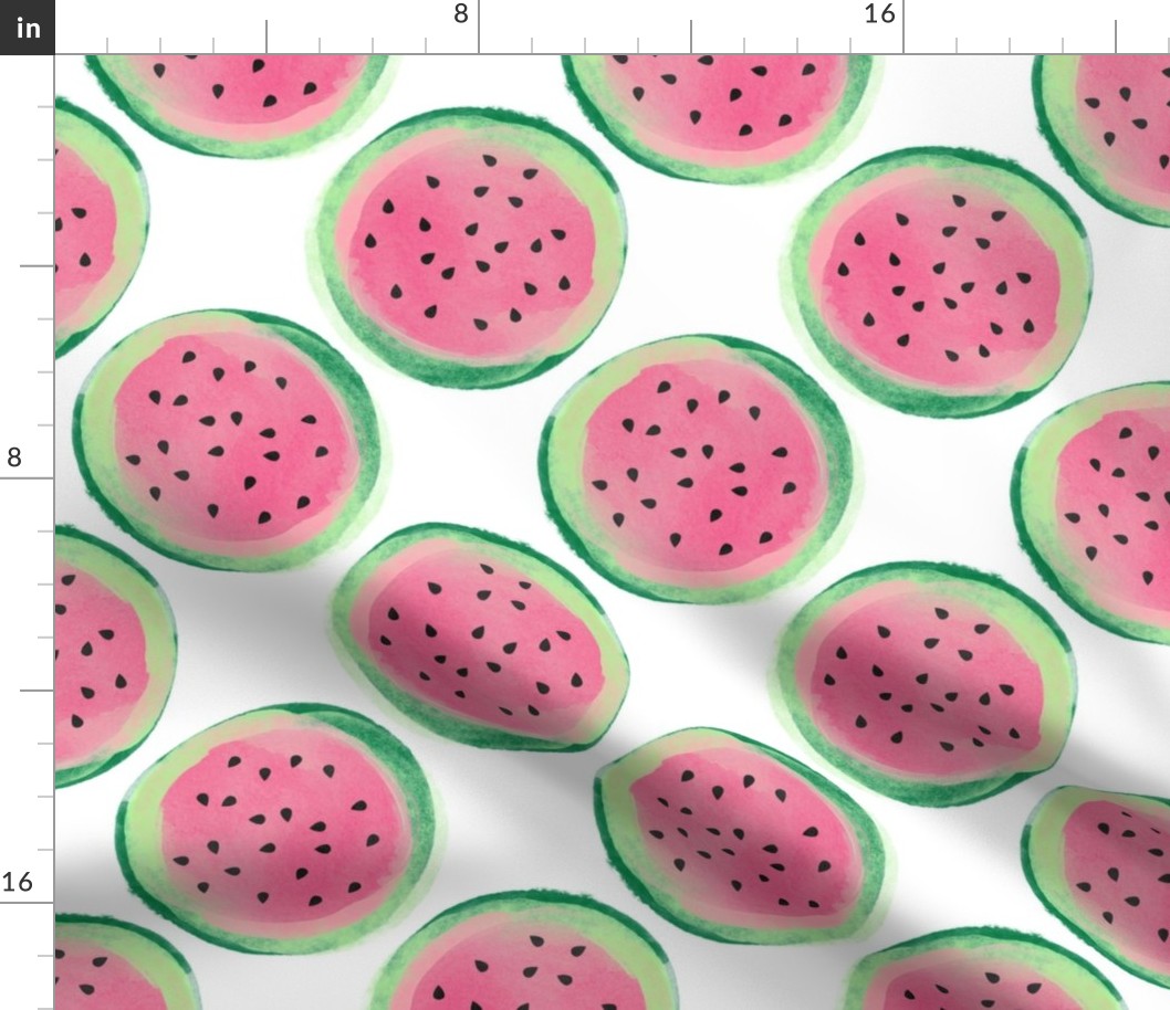 Large Scale Watercolor Watermelon Slices on White