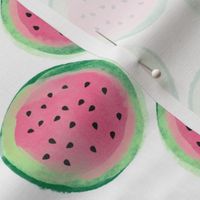 Medium Scale Watercolor Watermelon Slices on White