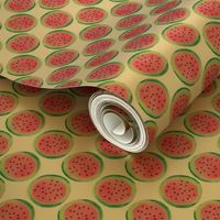 Small Scale Watercolor Watermelon Slices on White