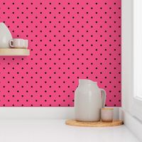 Bigger Scale Watermelon Dots - Black on Hot Pink