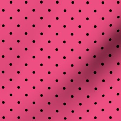 Smaller Scale Watermelon Dots - Black on Hot Pink