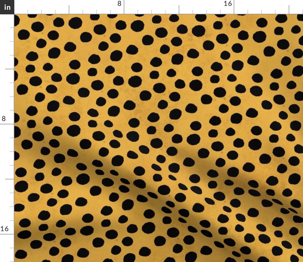 Bigger Scale Animal Print - Golden Cheetah Black and Yellow Gold
