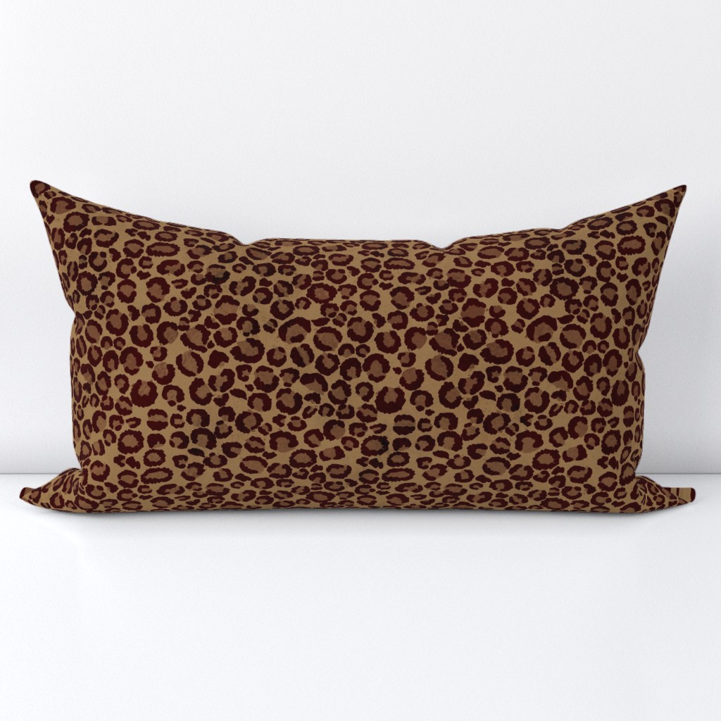 Bigger Scale Animal Print - Leopard Spots in Brown and Tan