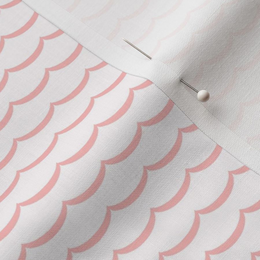 pink and white scallop, waves. pink and pure white scalloped pattern on fabric, wallpaper and decor.