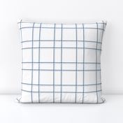 Double Windowpane plaid Navy1 on White