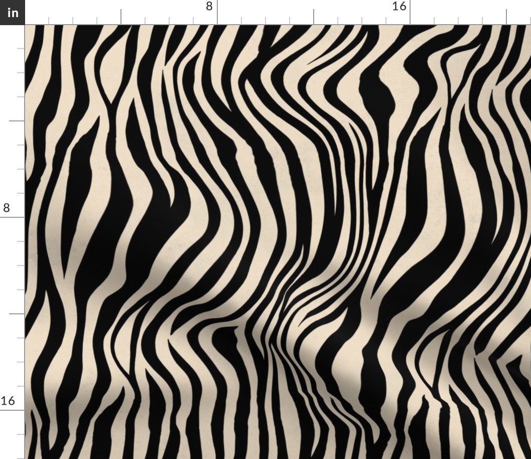 Large Scale Animal Print - Black and Ivory Zebra Stripes