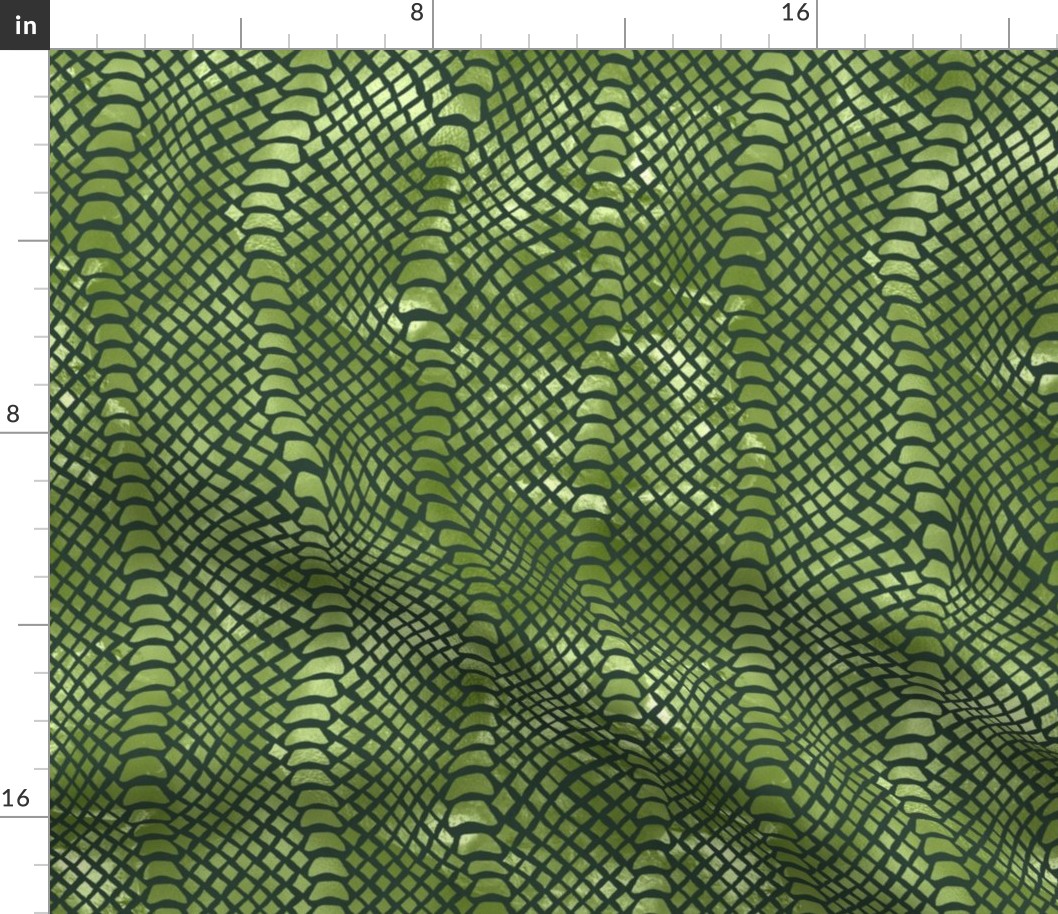 Medium Scale Animal Print - Green and Black Snake Skin